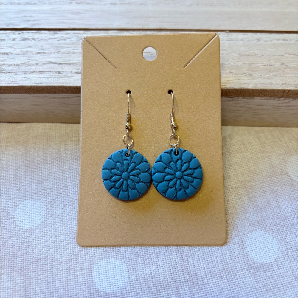 Blue Floral Dangle Earrings